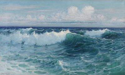 Lionel Walden Breaking Waves Norge oil painting art